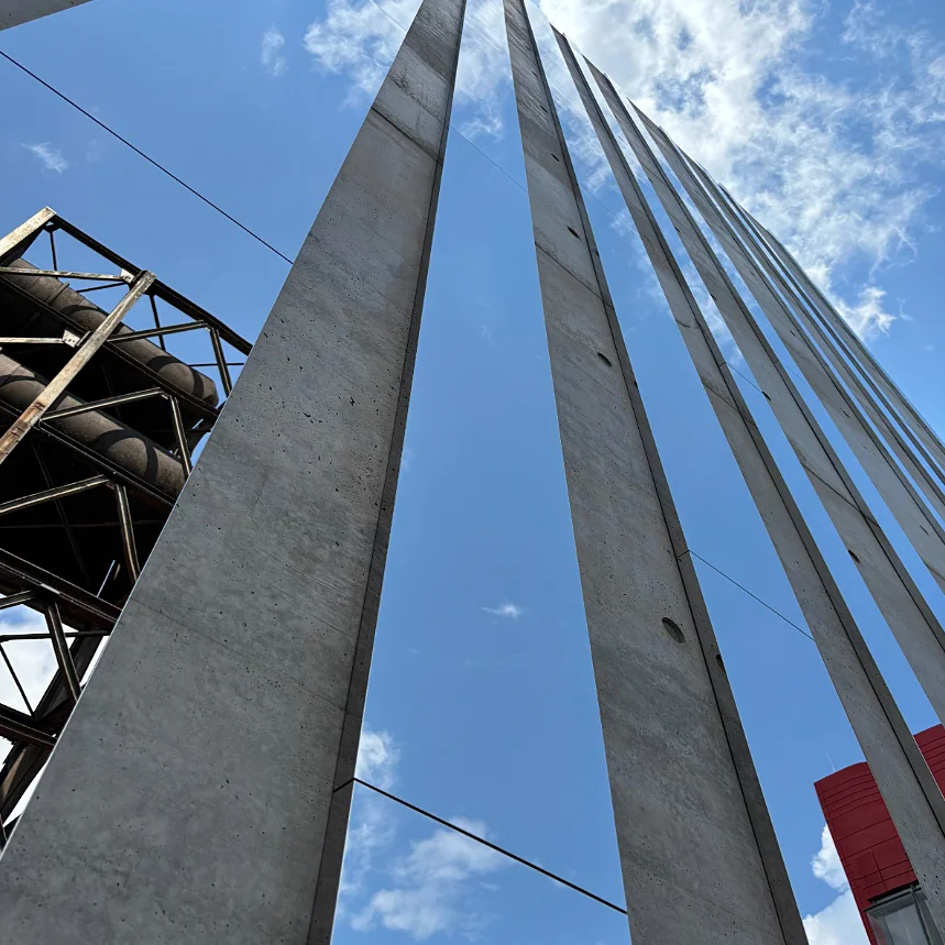 details of mirrors on concrete tower